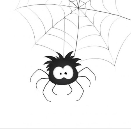 Мультяшный паучок на паутине