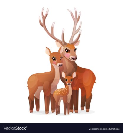 Олени семья мультяшные