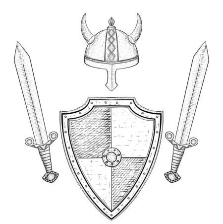 Щит и меч раскраска