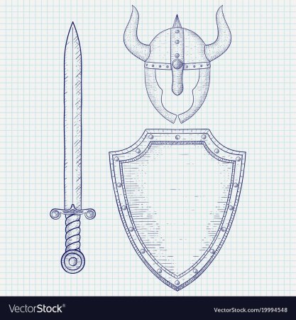 Рисование щит и меч