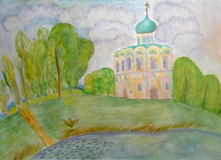 Детские рисунки храма Покрова на Нерли