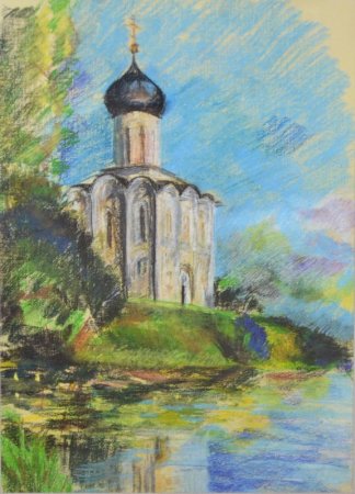 Храм Покрова на Нерли акварелью