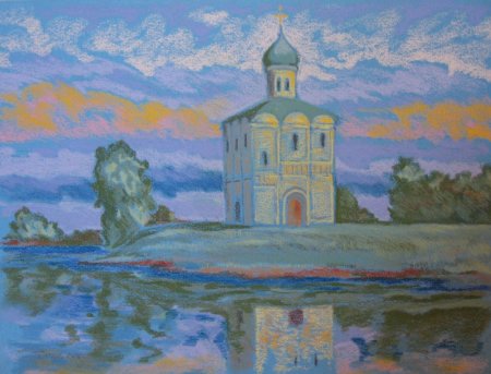 Церковь Покрова на Нерли акварель