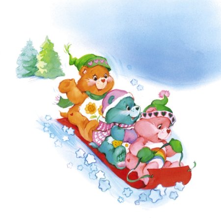 Мишки катаются с горки