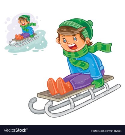 Мальчик катается на санках