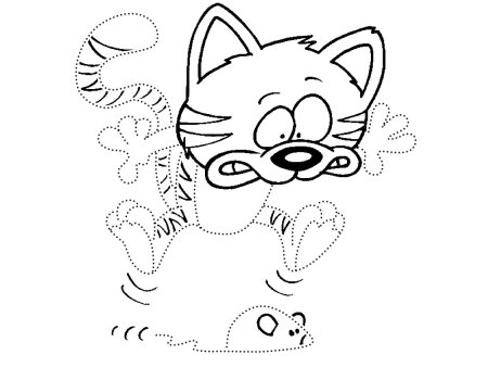 Обводить по точкам котенок