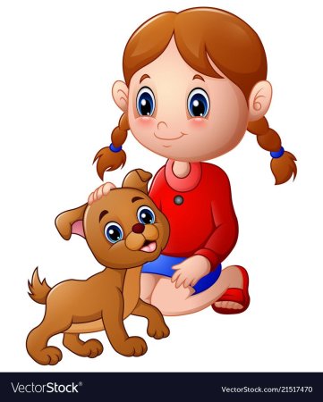 Мультяшные дети с животными