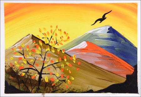 Правополушарное рисование осень в горах