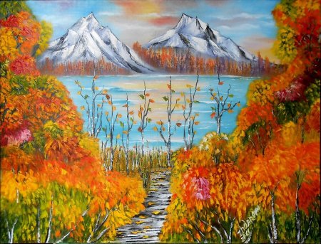 Осень в горах маслом на холсте