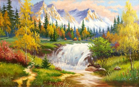 Осень в горах живопись