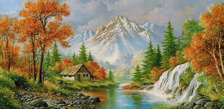 Вышивка крестом горный пейзаж