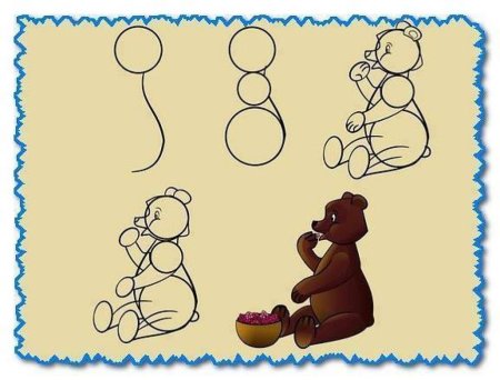 Медвежонок поэтапное рисование для детей