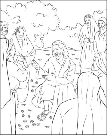 Нагорная проповедь Христа раскраска