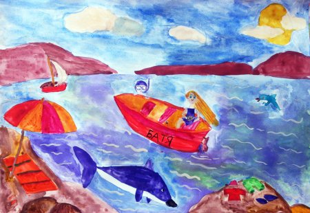 Детский рисунок море