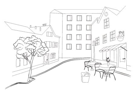 Городской пейзаж карандашом