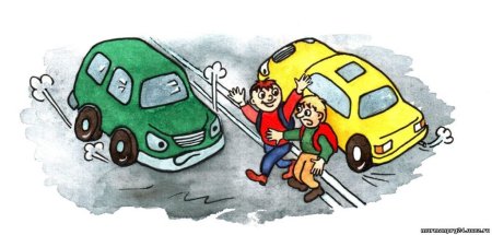 Мультяшная машинка на дороге