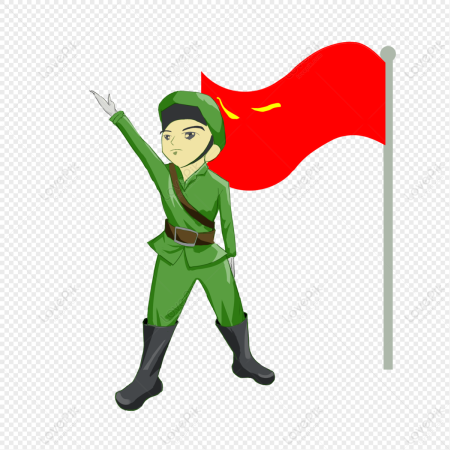 Солдат с флагом в руках