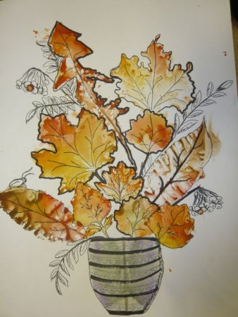 Монотипия осенний букет