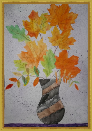 Рисование осенний букет в вазе