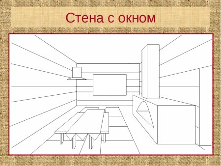 Интерьер русской избы карандашом