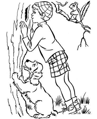 Раскраска человек с собакой