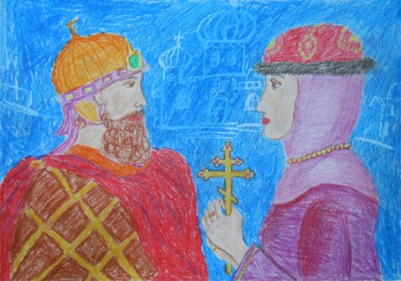 Нарисовать княгиню Ольгу и князя Владимира 3 класс