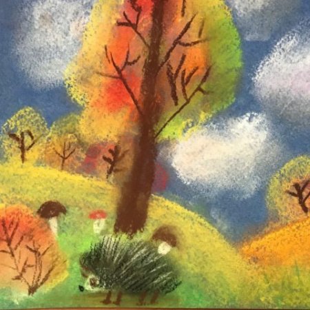 Рисование пастелью осень