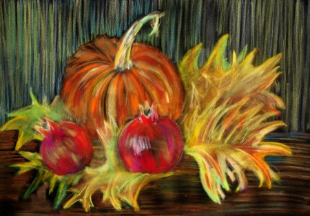 Осень масляной пастелью