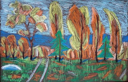 Рисование пастелью осень