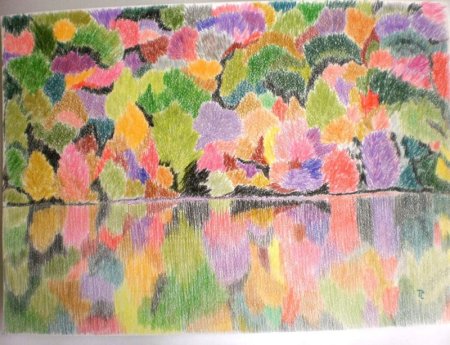 Осеннее дерево акварелью