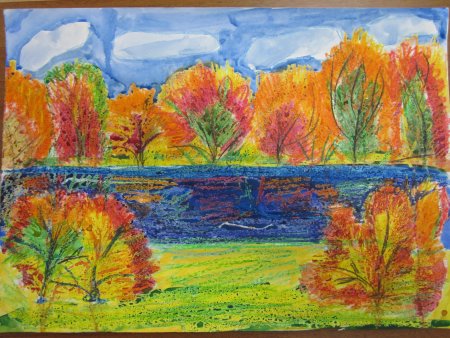 Осенний пейзаж шерстью