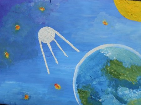 Рисование на тему: « первый Спутник»