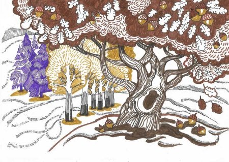 Декоративный графический пейзаж