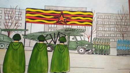 Рисование парад Победы старшая группа