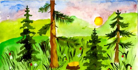 Детский рисунок лес