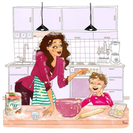 Мама на кухне рисунок
