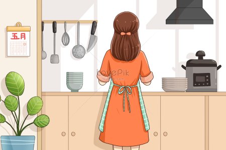 Раскраска мама на кухне