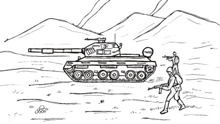 Рисунок танка и солдата