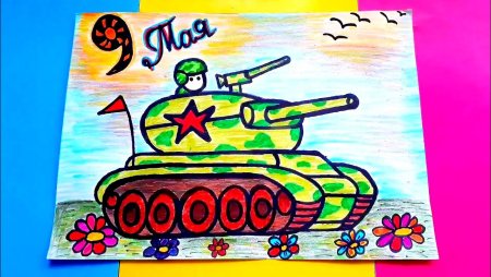 Рисунок танк с танкистом детский