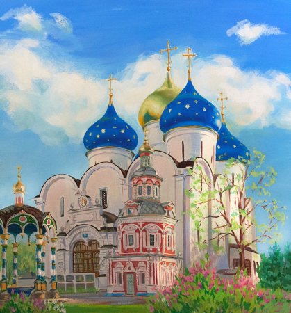 Храм Сергиев Посад рисунок