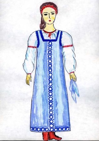 Рисование на тему народная одежда