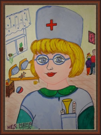Рисунок на тему моя мама врач