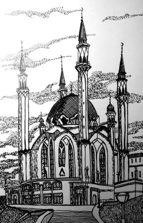 Мечеть кул-Шариф в Казани рисунок
