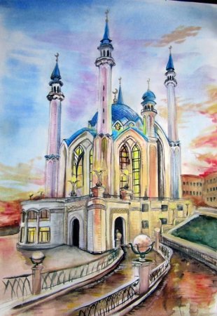 Мечеть кул-Шариф в Казани рисунок