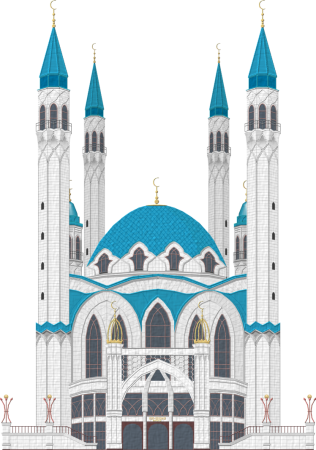 Мечеть кул-Шариф в Казани на белом фоне