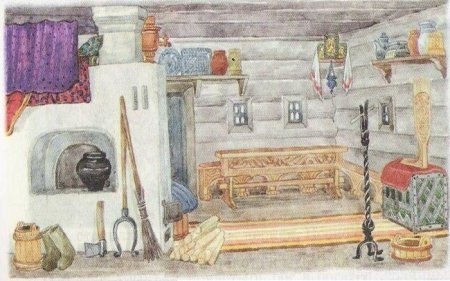 Эскиз убранства русской избы