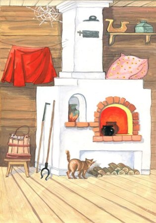 Интерьер русской избы раскраска