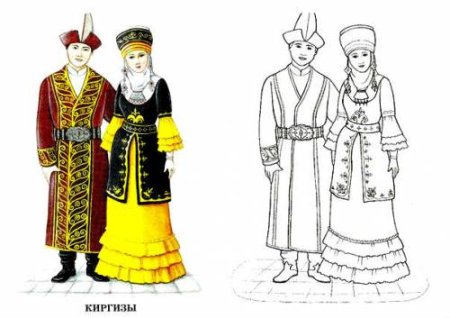 Казашка в национальном костюме в полный рост