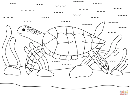 Черепашка на море раскраска