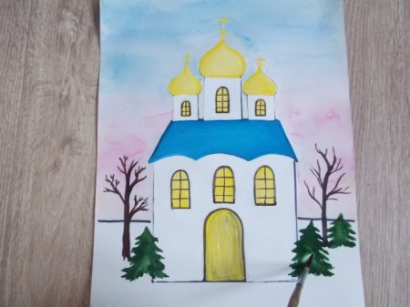 Поэтапное рисование церкви для детей